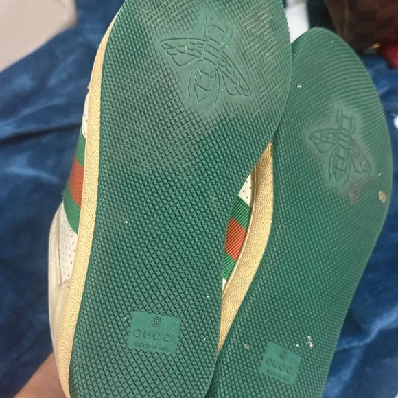Gucci Cream and Green Logo Sneakers